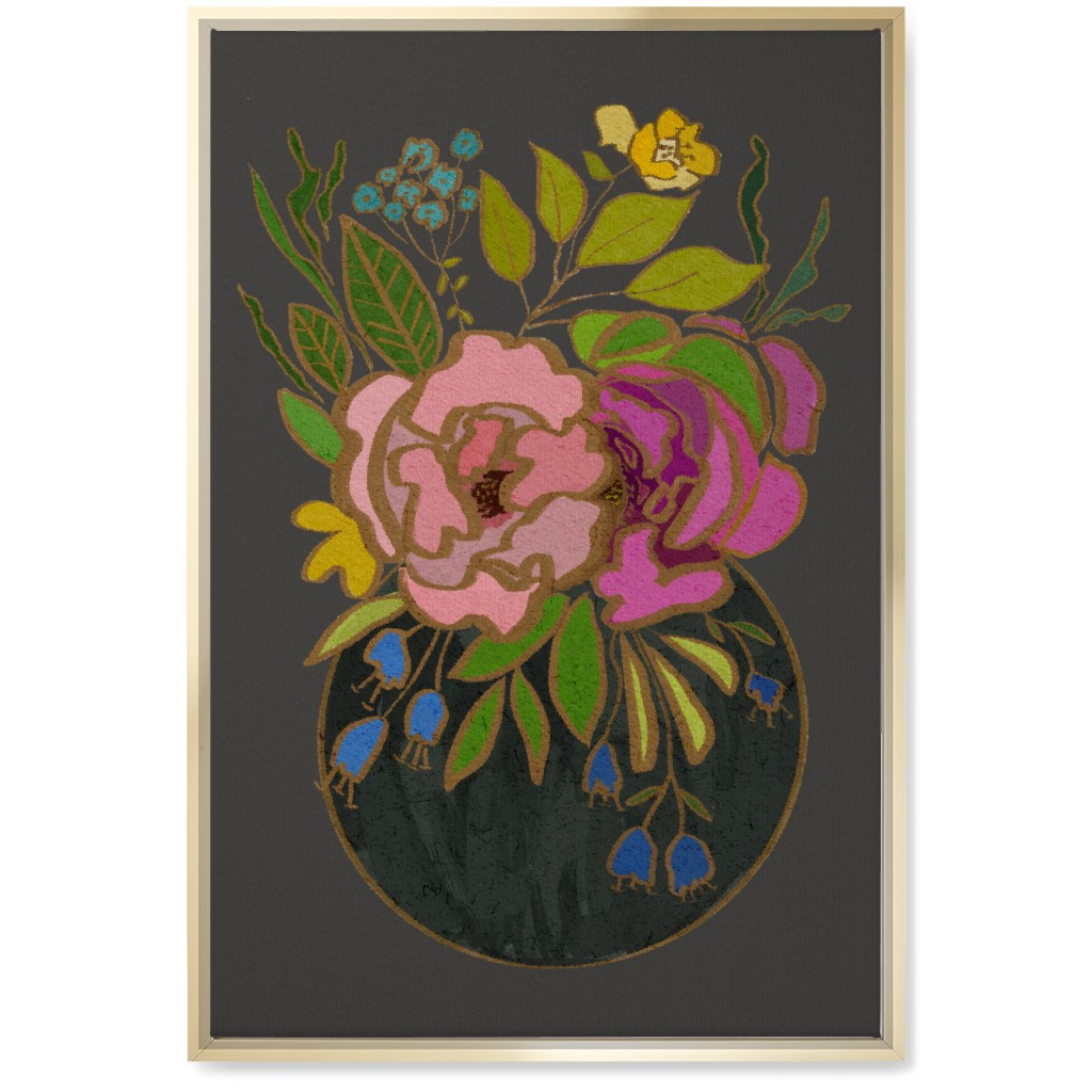 Stained Glass Garden Wall Art, Gold, Single piece, Canvas, 20x30, Multicolor