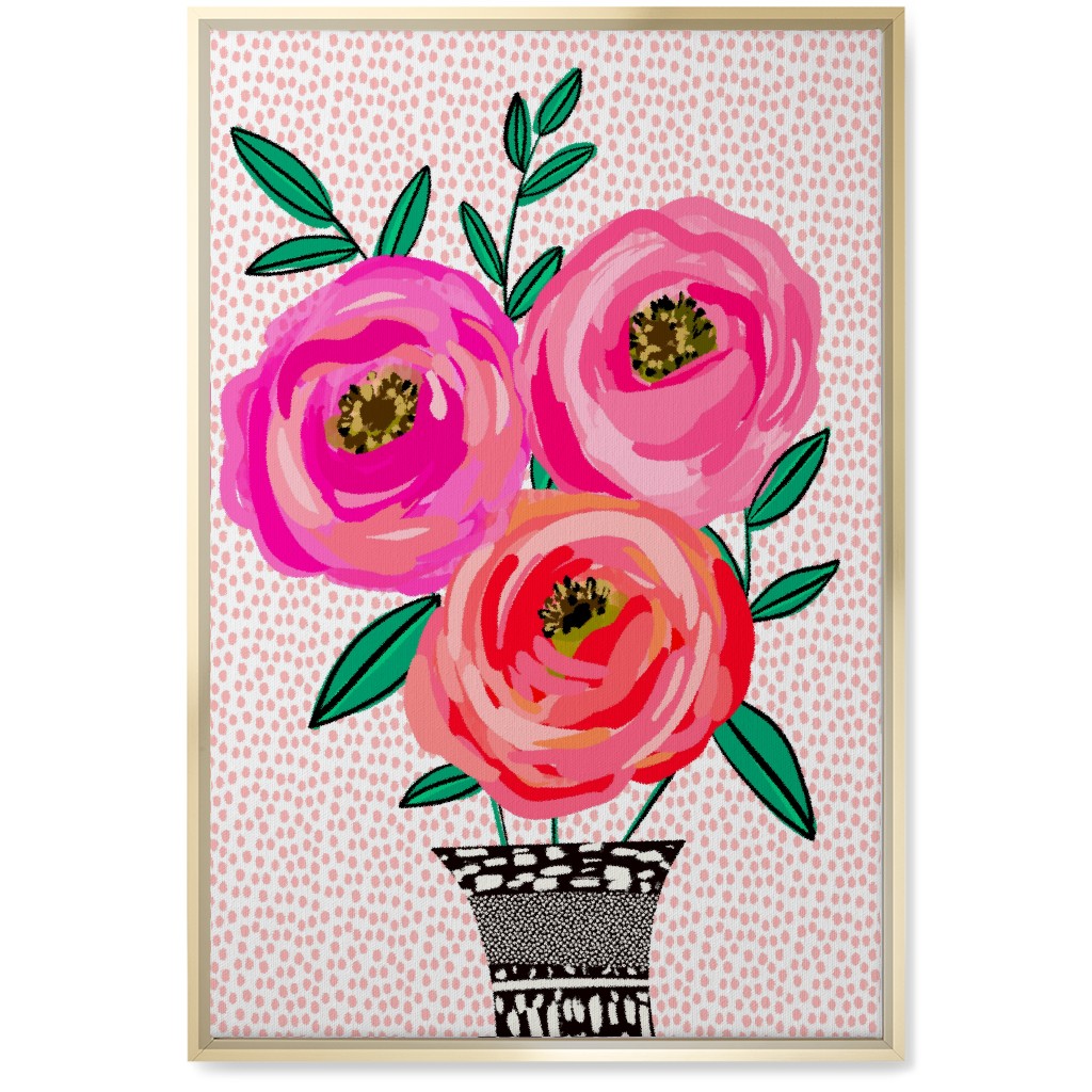 Happy Day Florals - Pink Wall Art, Gold, Single piece, Canvas, 20x30, Pink