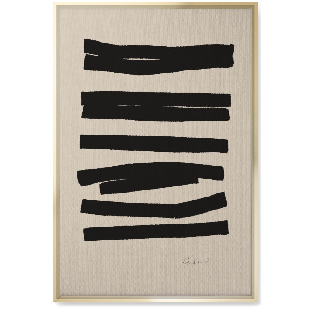 Bold Stripes Abstract Ii Wall Art, Gold, Single piece, Canvas, 20x30, Black