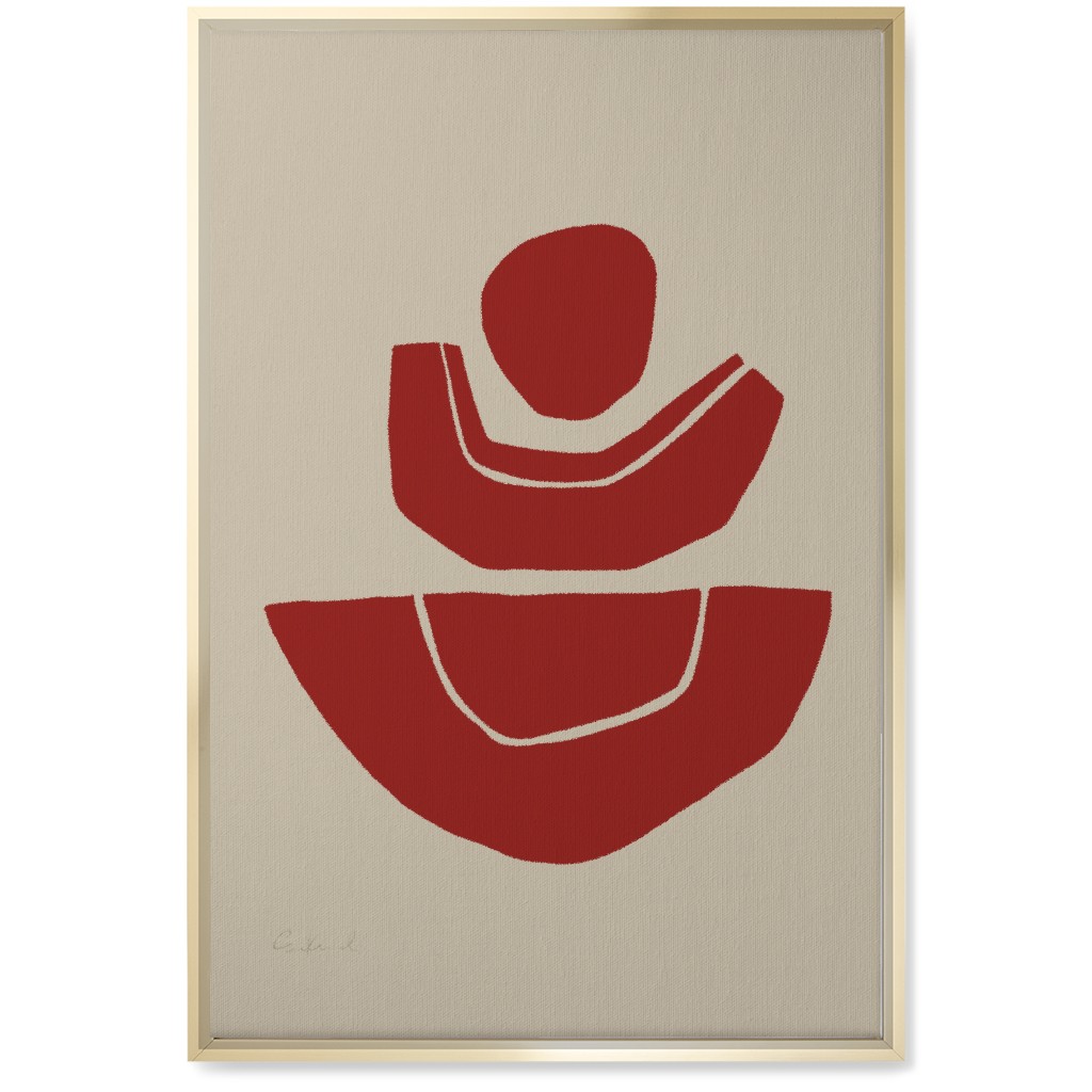 Geometric Abstract Stack Ii Wall Art, Gold, Single piece, Canvas, 20x30, Red
