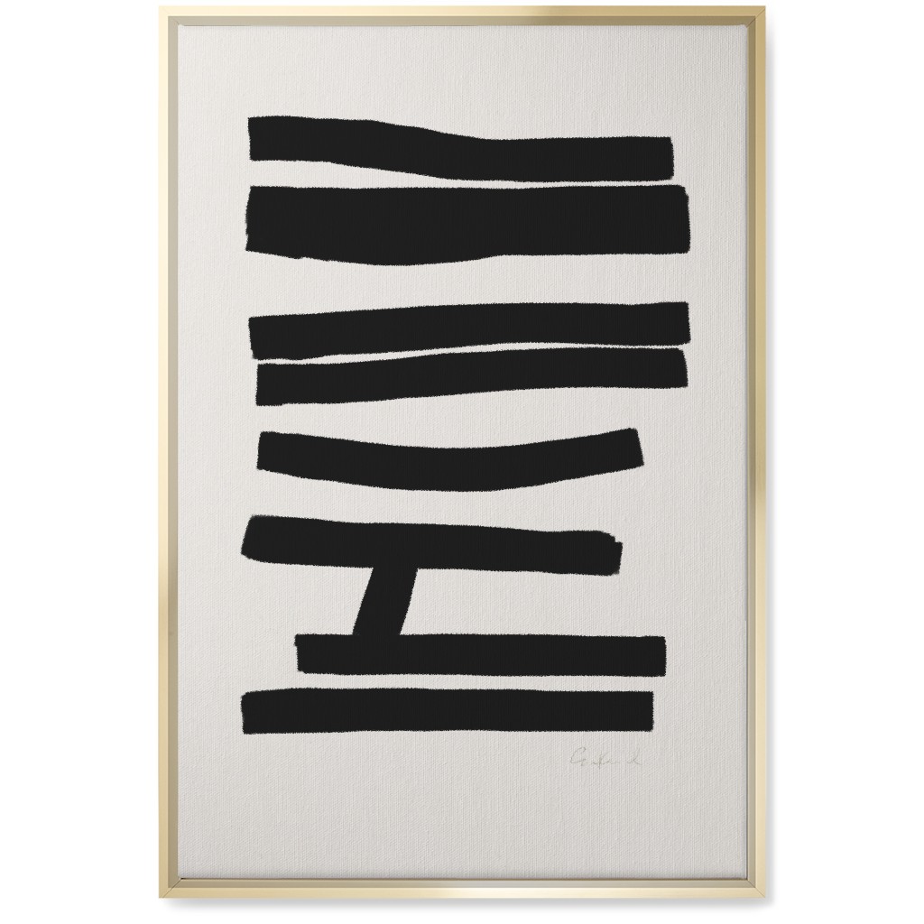 Bold Abstract Stripes Wall Art, Gold, Single piece, Canvas, 20x30, Black