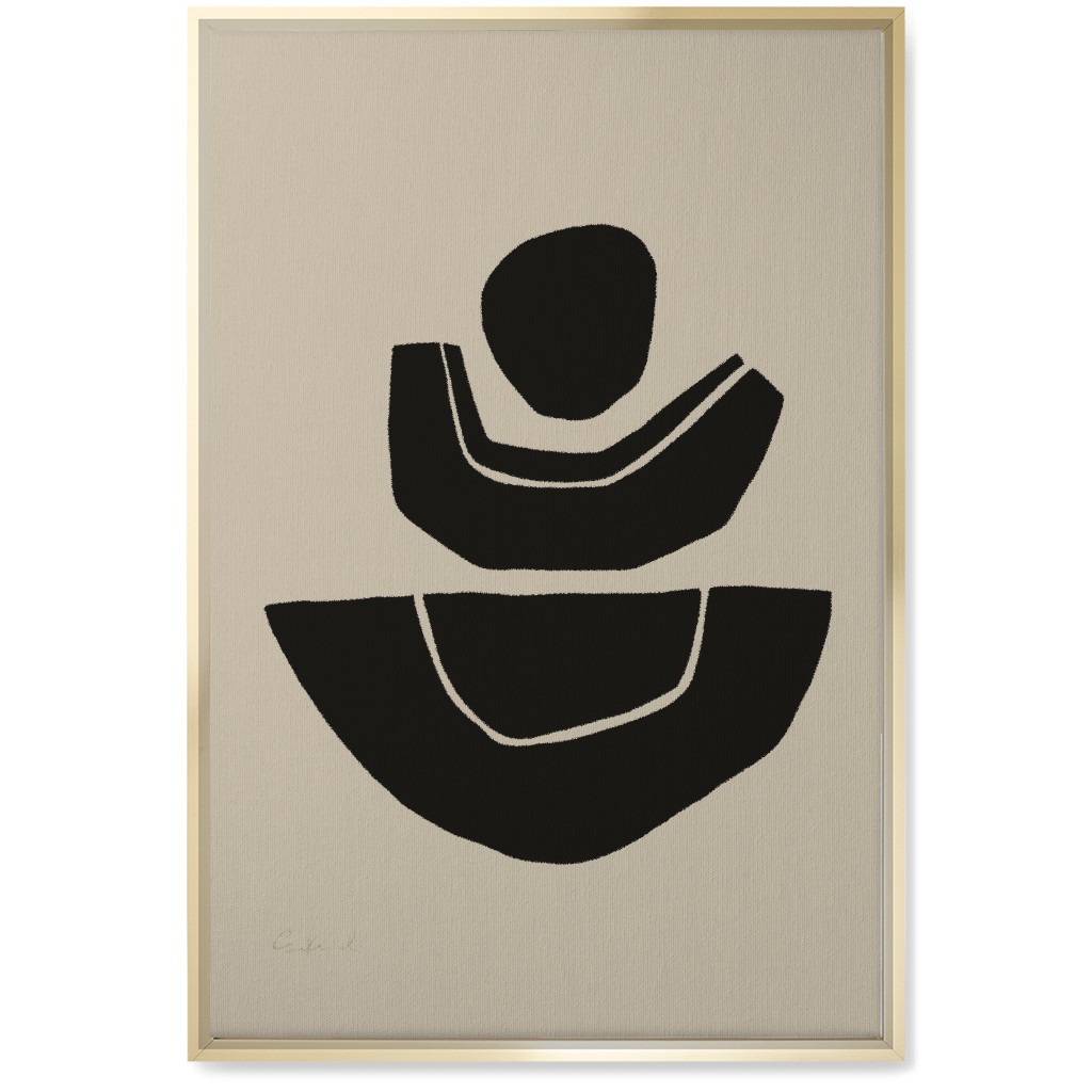 Geometric Abstract Stack Ii Wall Art, Gold, Single piece, Canvas, 20x30, Black, Charcoal