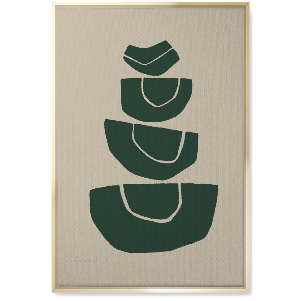 Geometric Stack Abstract Wall Art, Gold, Single piece, Canvas, 20x30, Green