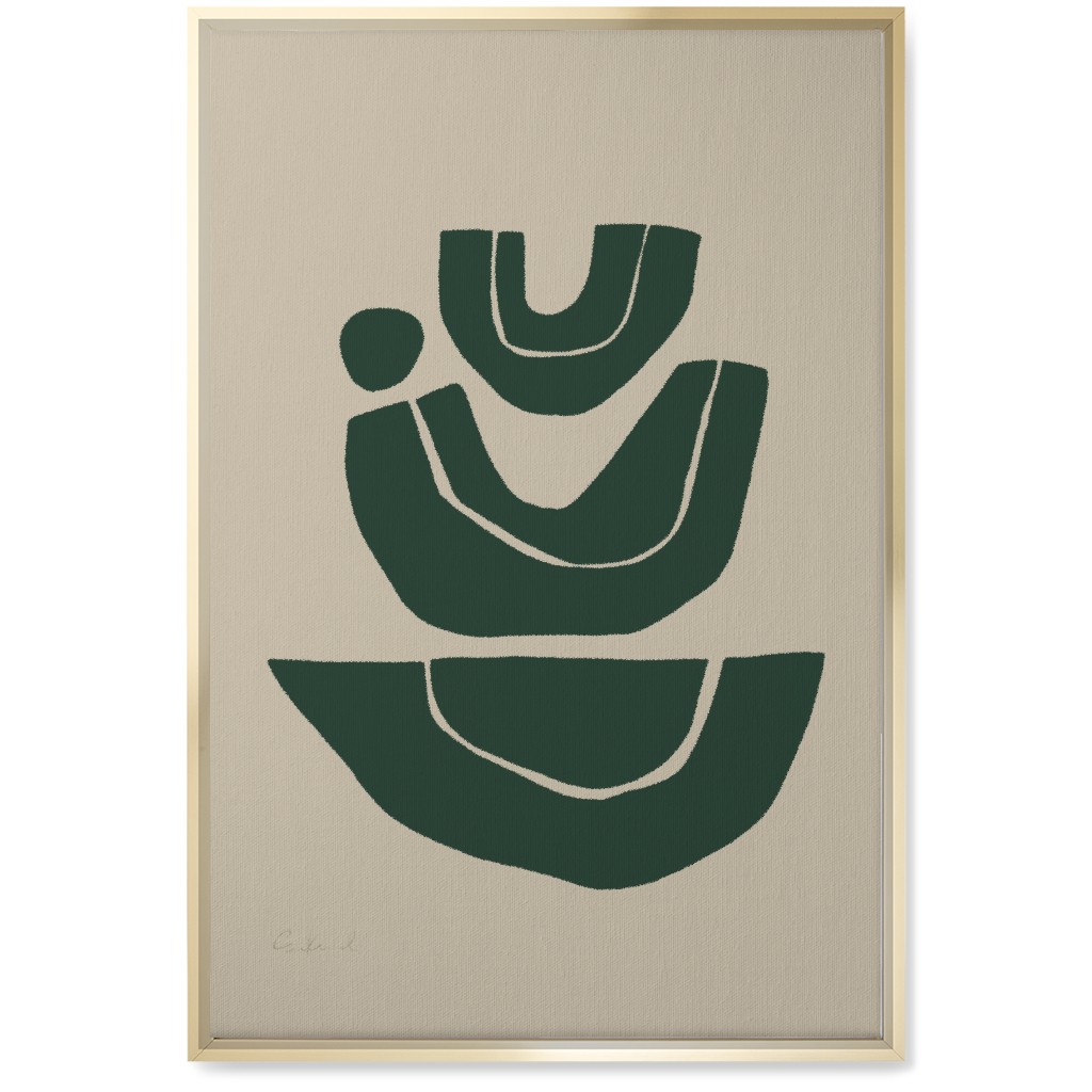 Geometric Abstract Stack Iii Wall Art, Gold, Single piece, Canvas, 20x30, Green