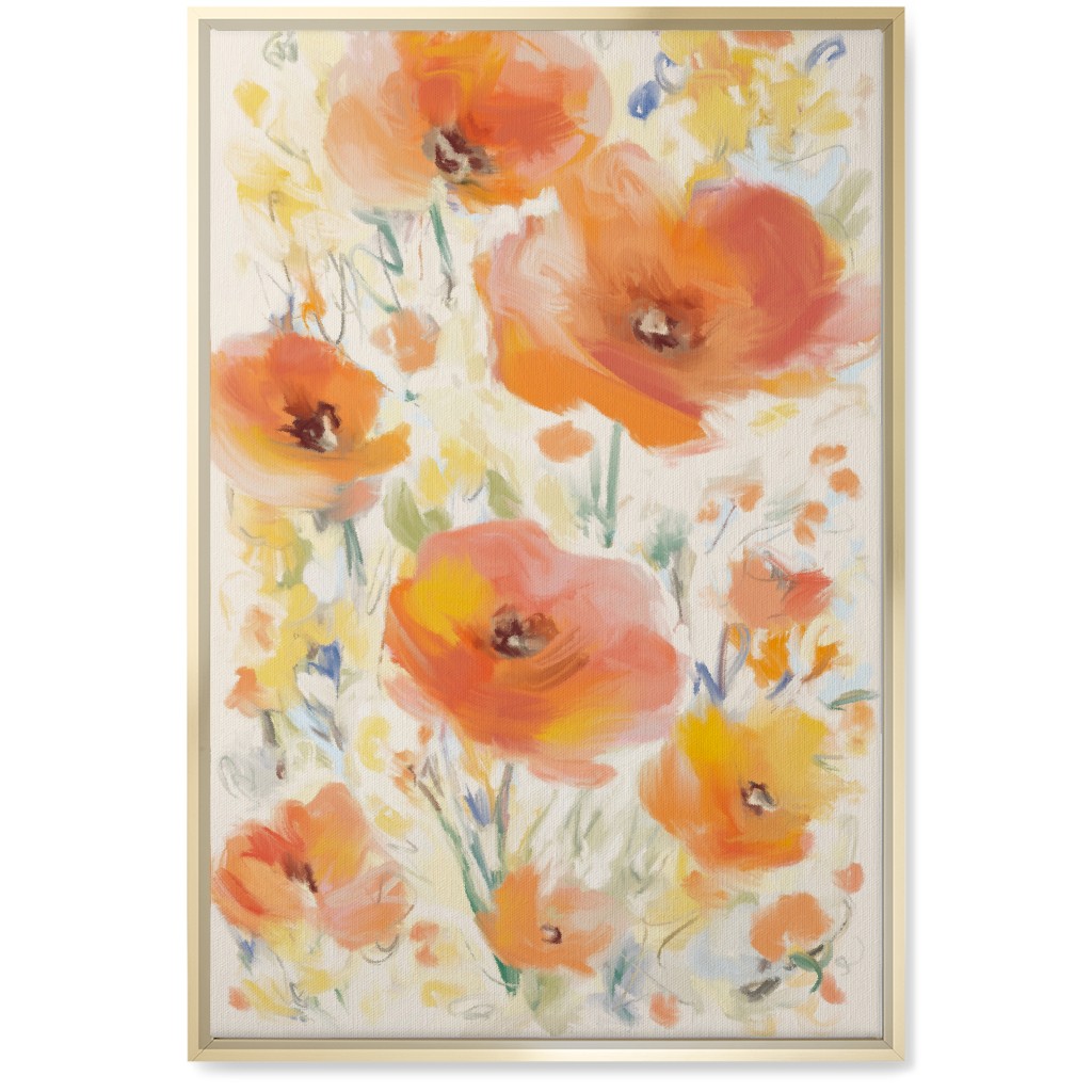 Field of Flowers - Orange Wall Art, Gold, Single piece, Canvas, 20x30, Orange, Orange
