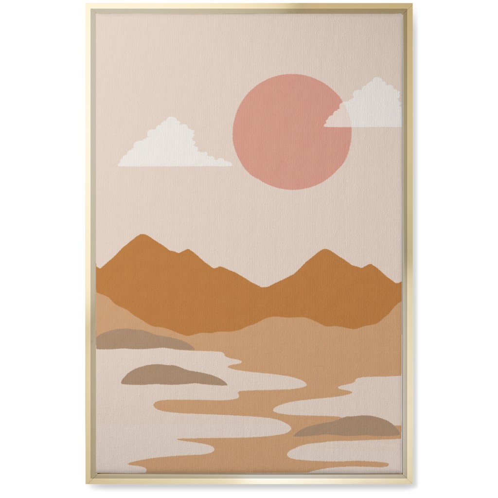 Abstract Mountain Landscape - Neutral Wall Art, Gold, Single piece, Canvas, 20x30, Orange