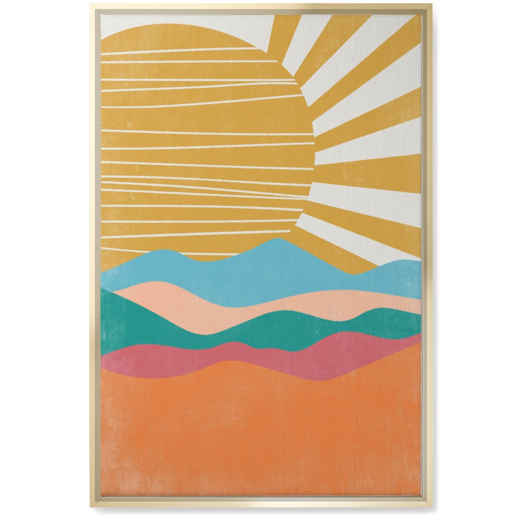 Flourish Abstract Sunrise - Multi Wall Art, Gold, Single piece, Canvas, 20x30, Multicolor