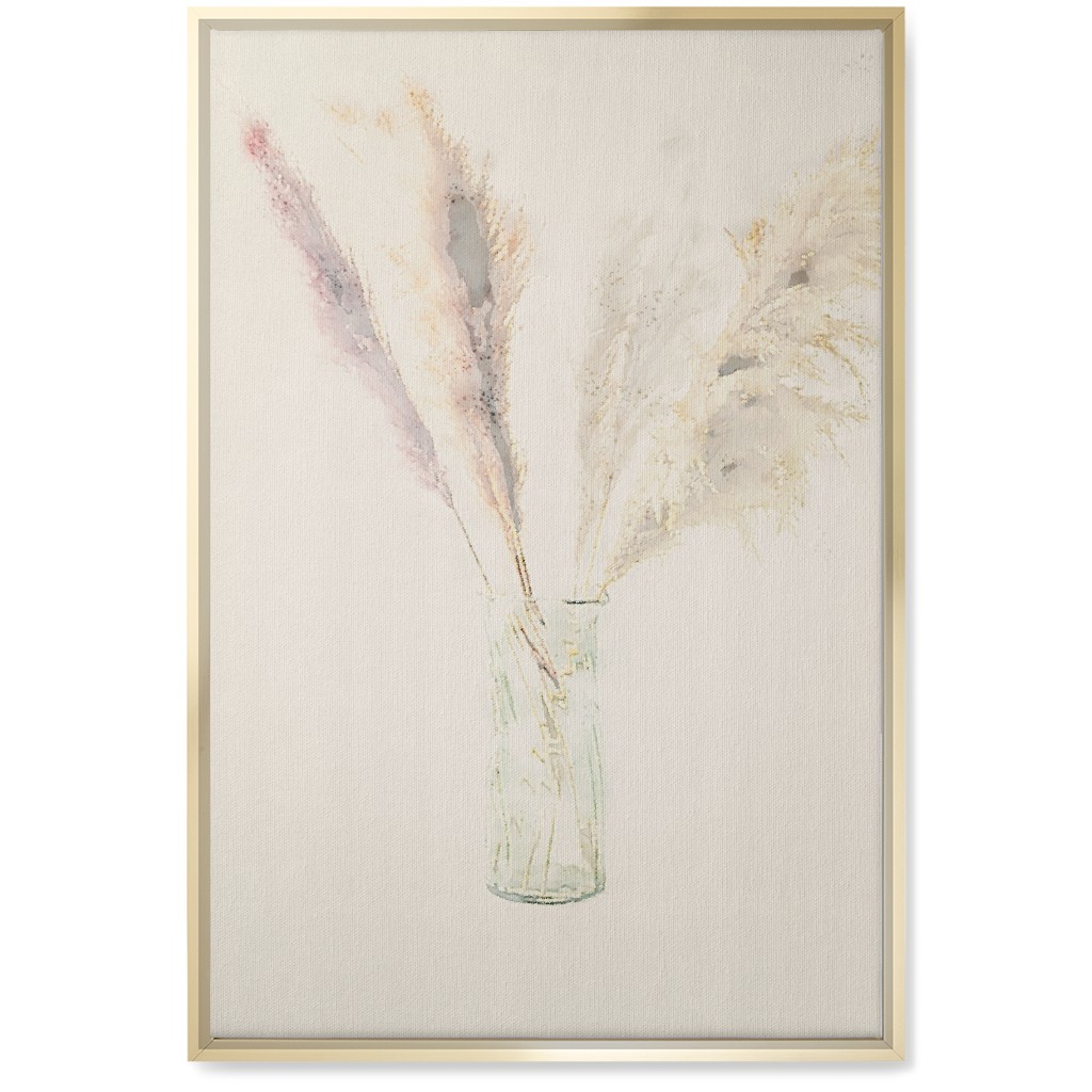 Pampas Grass Watercolor - Neutral Wall Art, Gold, Single piece, Canvas, 20x30, Beige