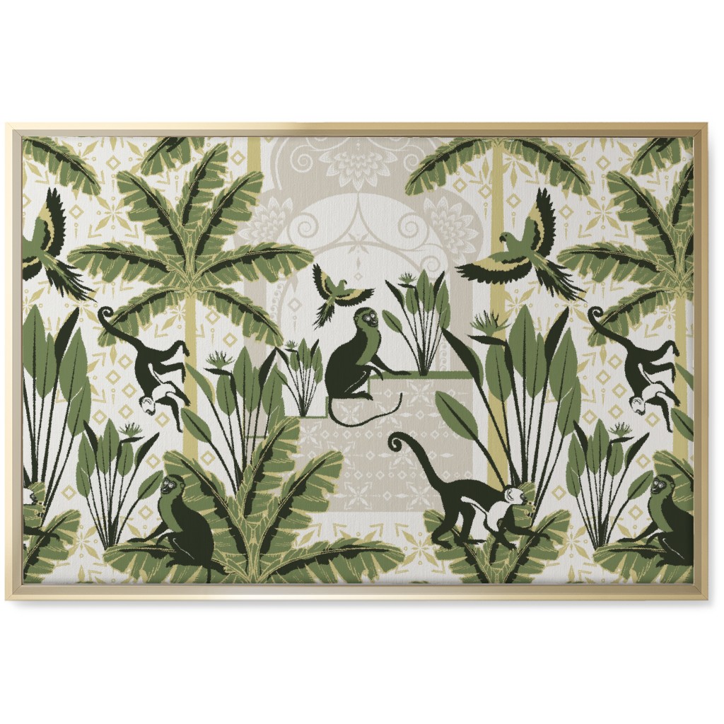 Exotic Tropical Garden Wall Art, Gold, Single piece, Canvas, 20x30, Green
