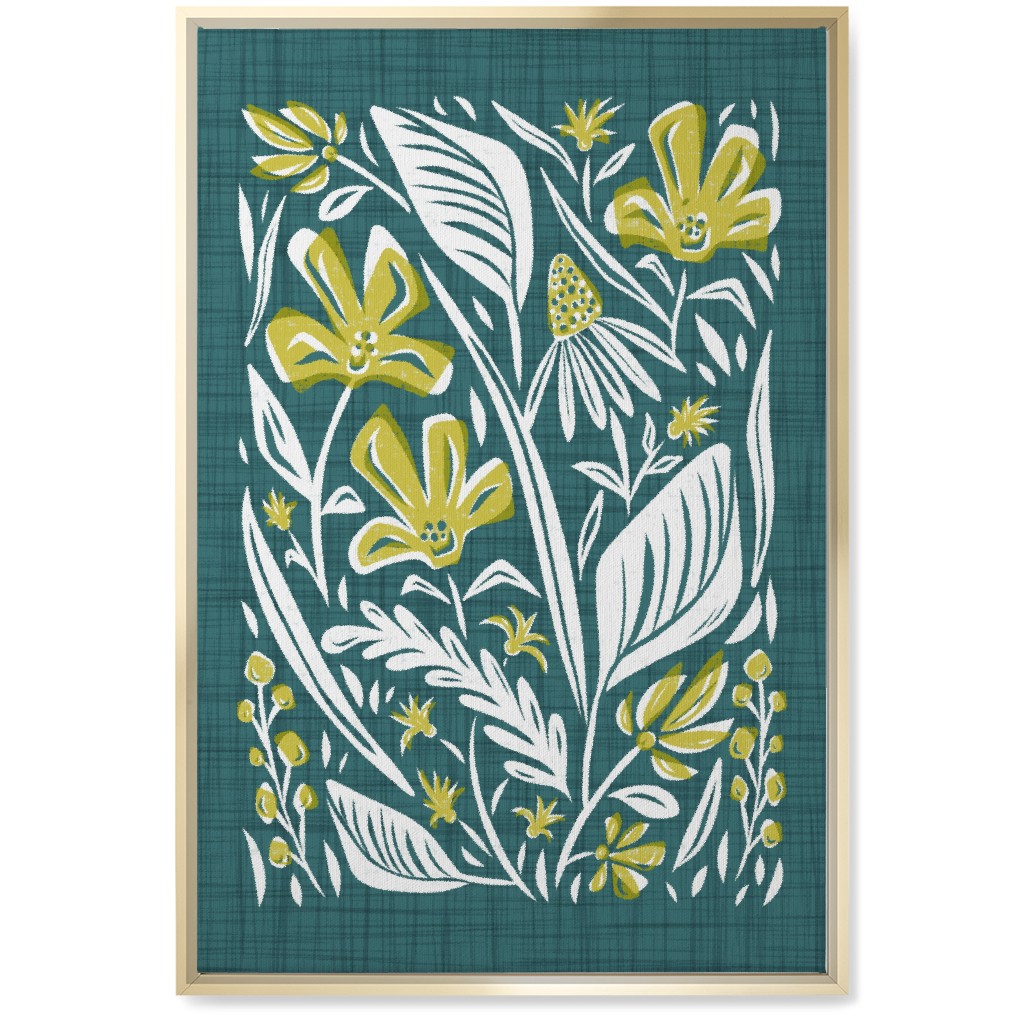 Botanique - Teal and Citron Wall Art, Gold, Single piece, Canvas, 20x30, Green, Classic Green