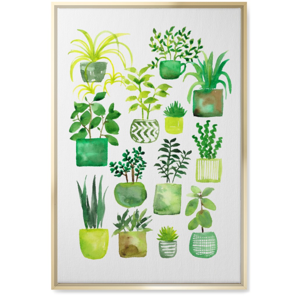 House Plants - Green Wall Art, Gold, Single piece, Canvas, 20x30, Green