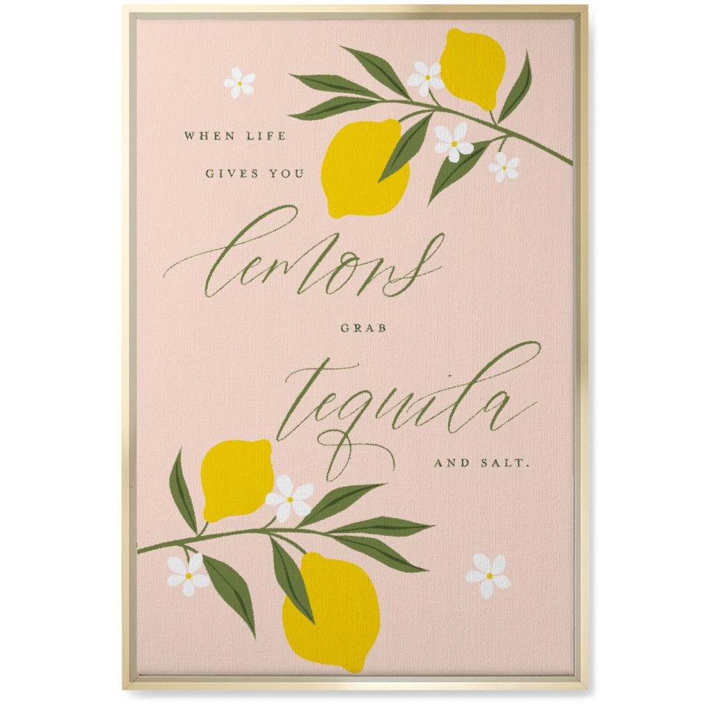 Life Lemons - Pink and Yellow Wall Art, Gold, Single piece, Canvas, 20x30, Pink, Bright Pink