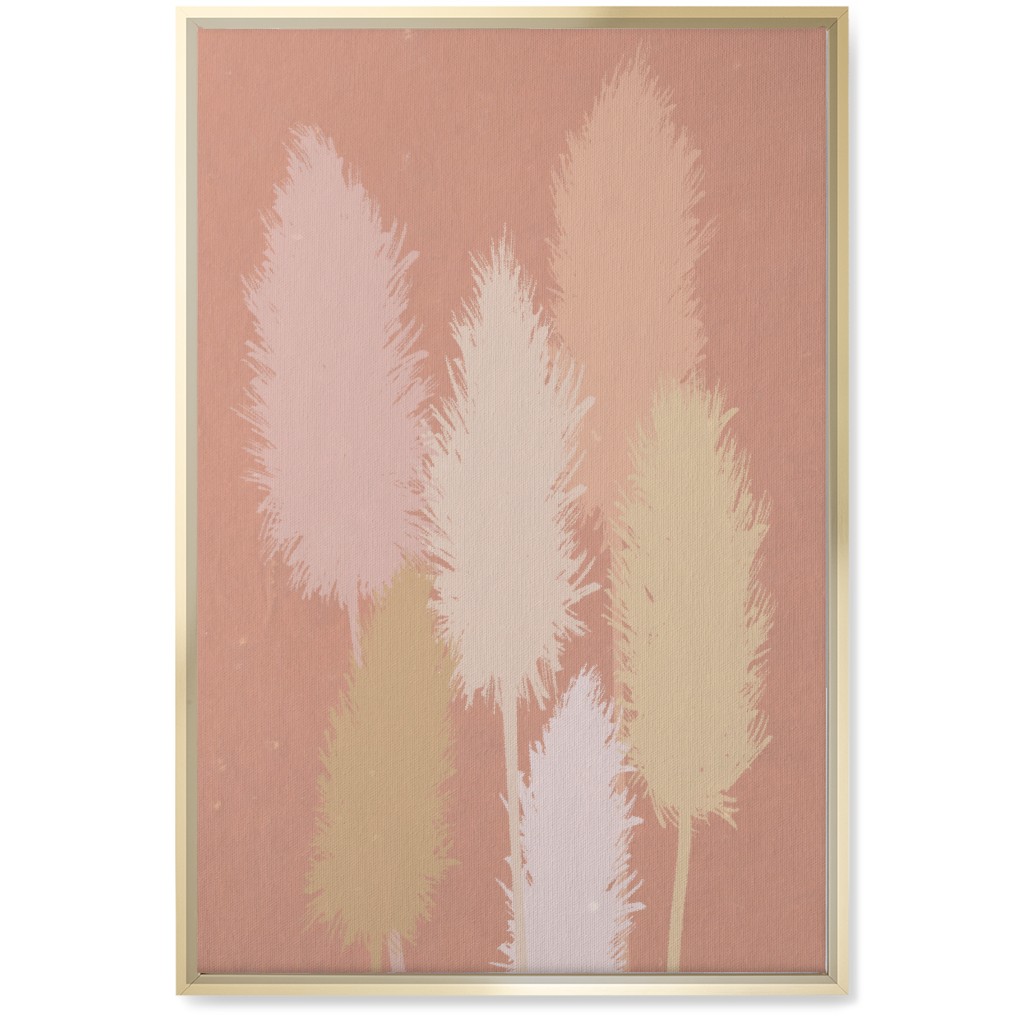 Pampas Grass - Pink Wall Art, Gold, Single piece, Canvas, 20x30, Pink, Bright Pink