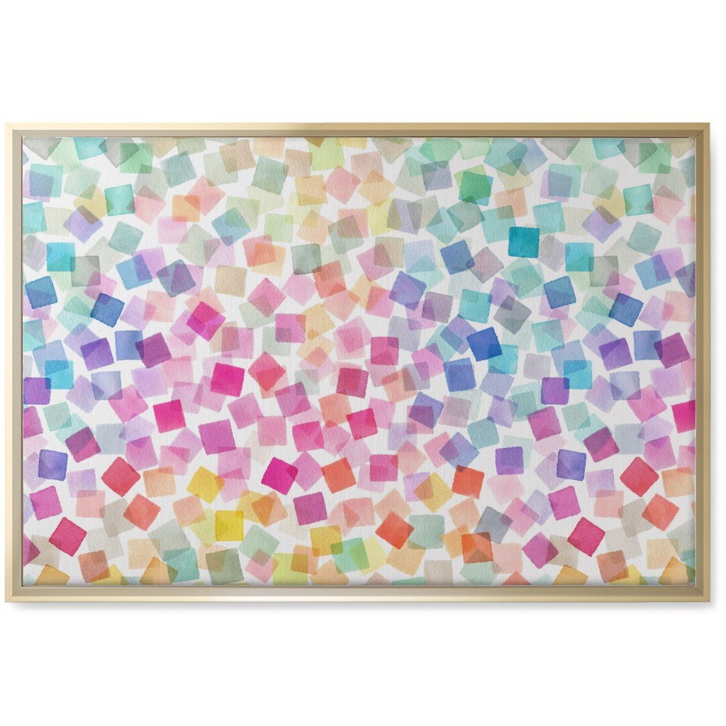 Confetti Party Plaids - Multi Wall Art, Gold, Single piece, Canvas, 20x30, Multicolor