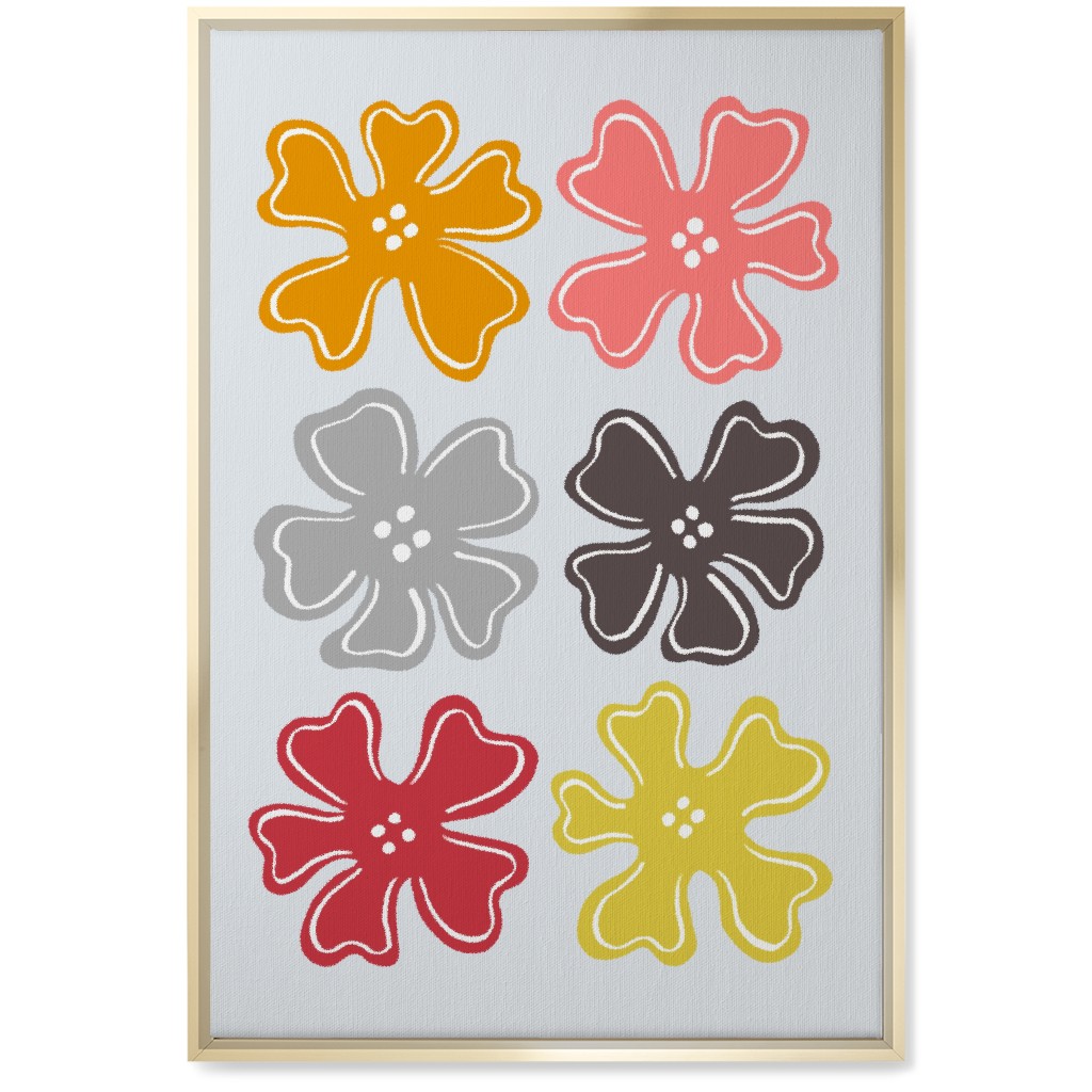 Button Flowers Wall Art, Gold, Single piece, Canvas, 20x30, Multicolor, Silver Lining