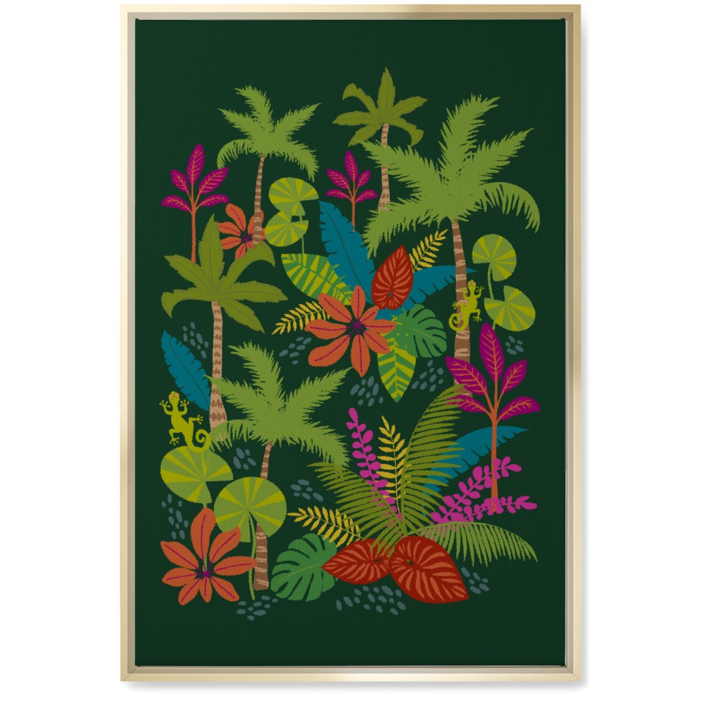 Night in the Tropics - Green Wall Art, Gold, Single piece, Canvas, 20x30, Green, Classic Green
