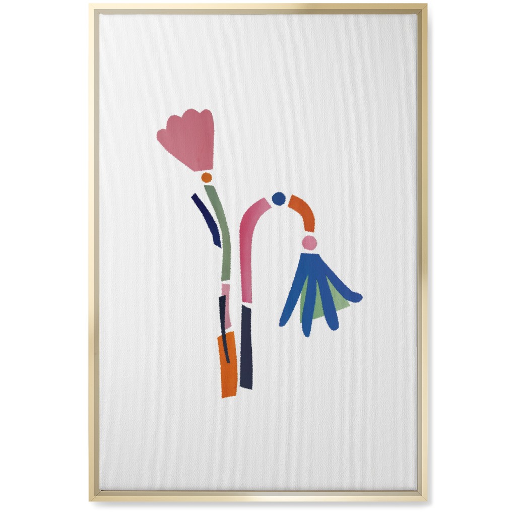 Flowerbed Bouquet - Multi on White Wall Art, Gold, Single piece, Canvas, 20x30, Multicolor