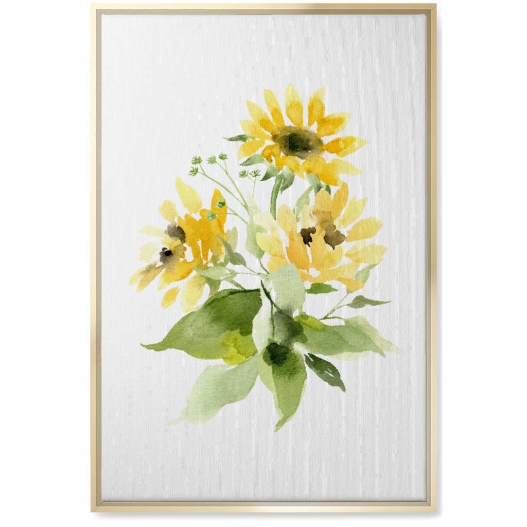 Bunch of Sunflowers Watercolor - Yellow Wall Art, Gold, Single piece, Canvas, 20x30, Yellow, Classic Yellow