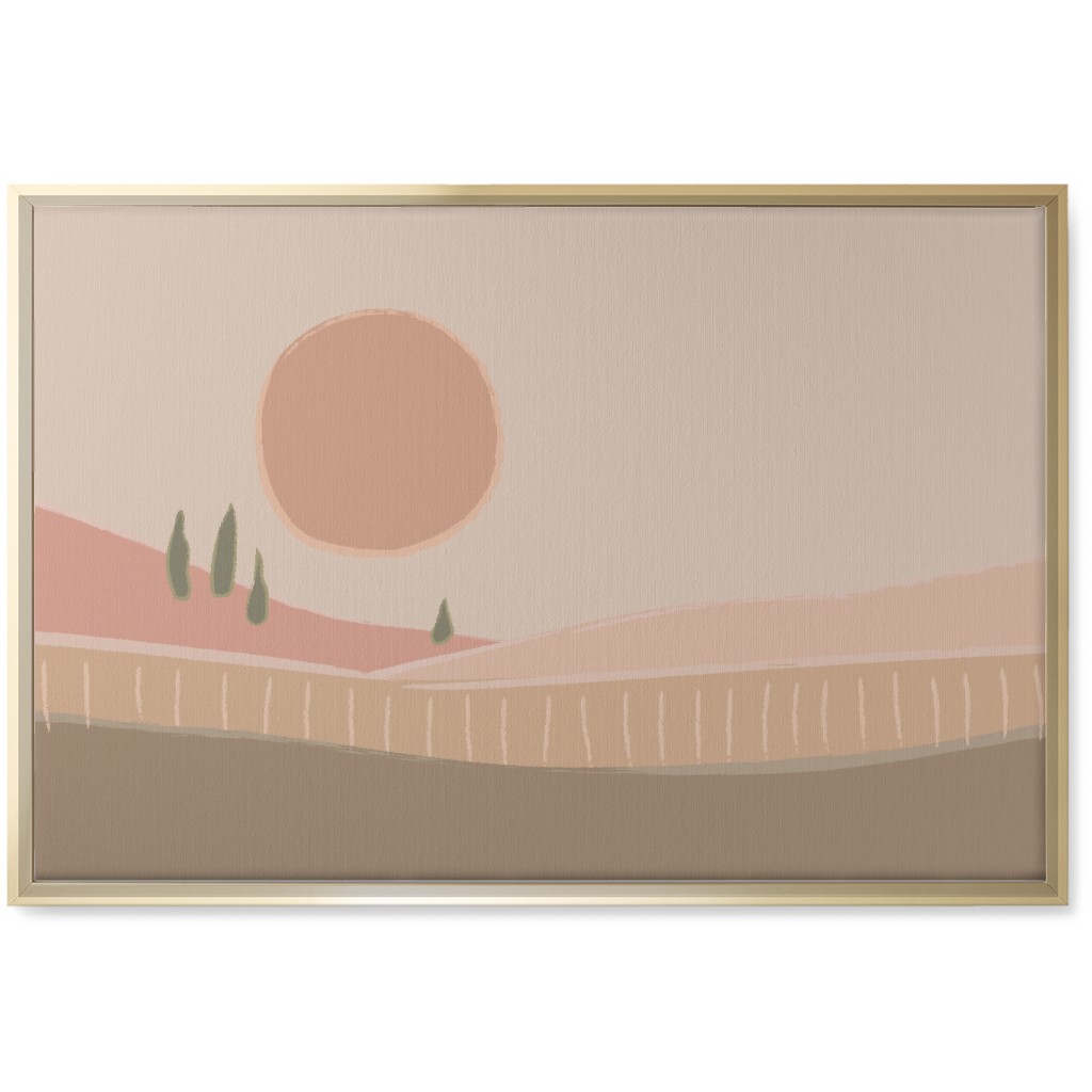 Simple Landscape Wall Art, Gold, Single piece, Canvas, 20x30, Pink
