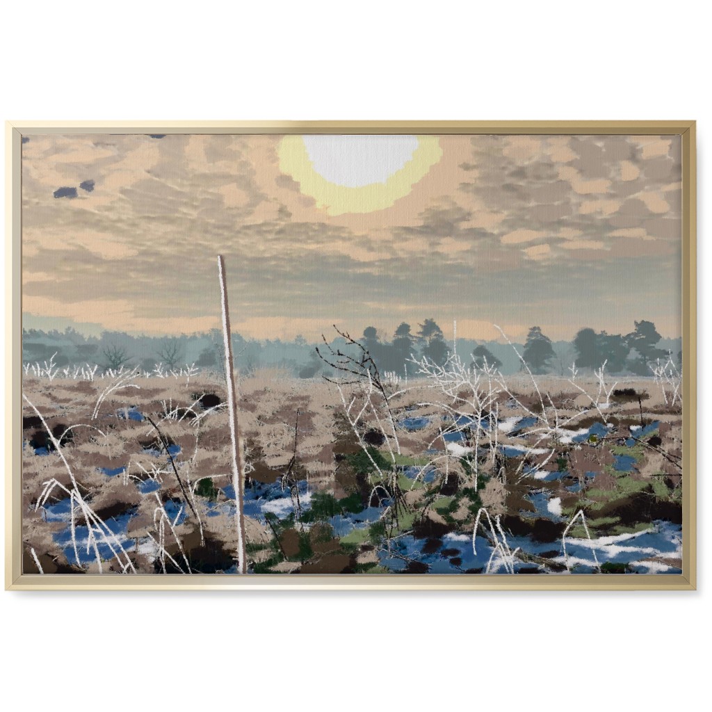 Winter Sun Over the Marsh Wall Art, Gold, Single piece, Canvas, 20x30, Blue, True Blue