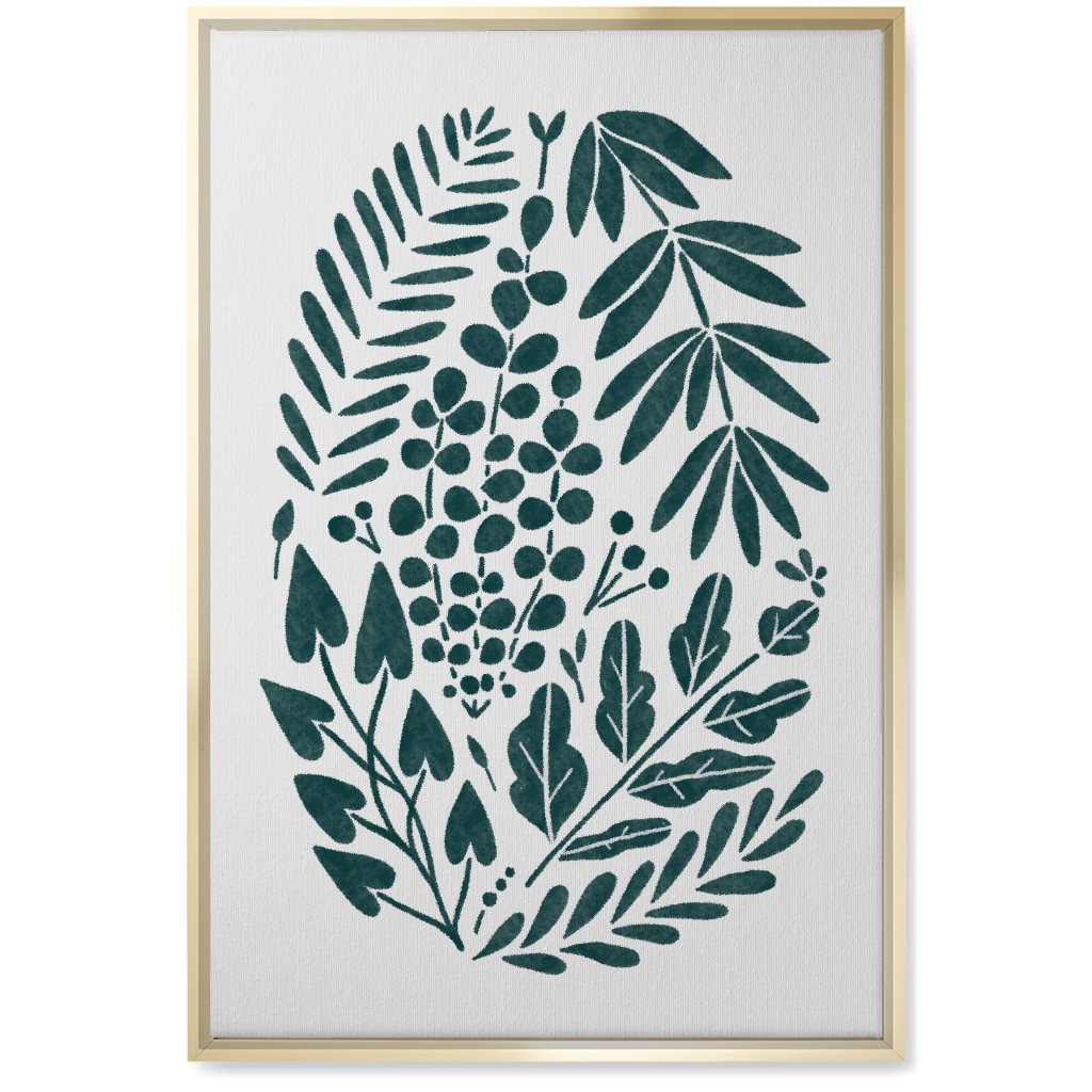 Botanical Composition Wall Art, Gold, Single piece, Canvas, 20x30, Green, Hemlock