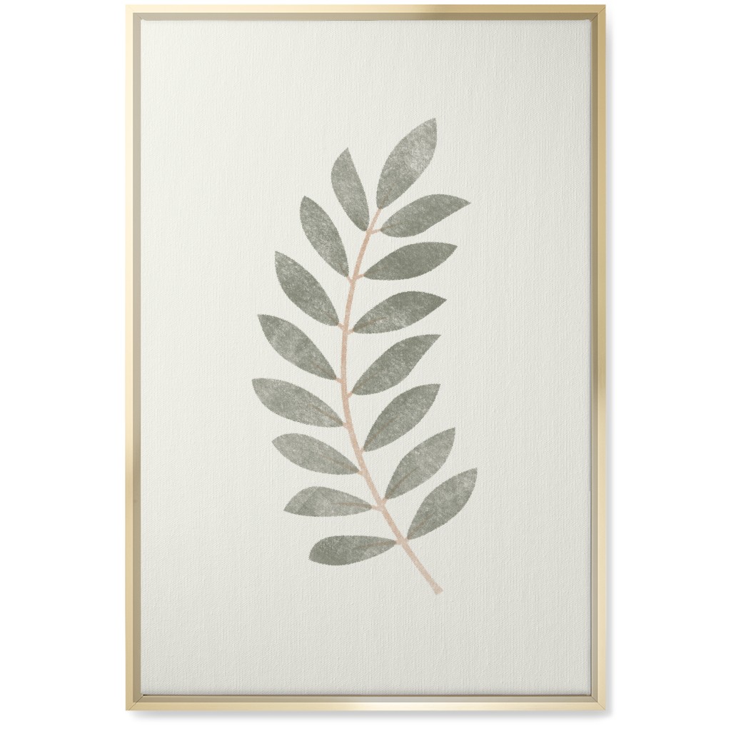 Botanical Leaf Ii Wall Art, Gold, Single piece, Canvas, 20x30, Green, Sage