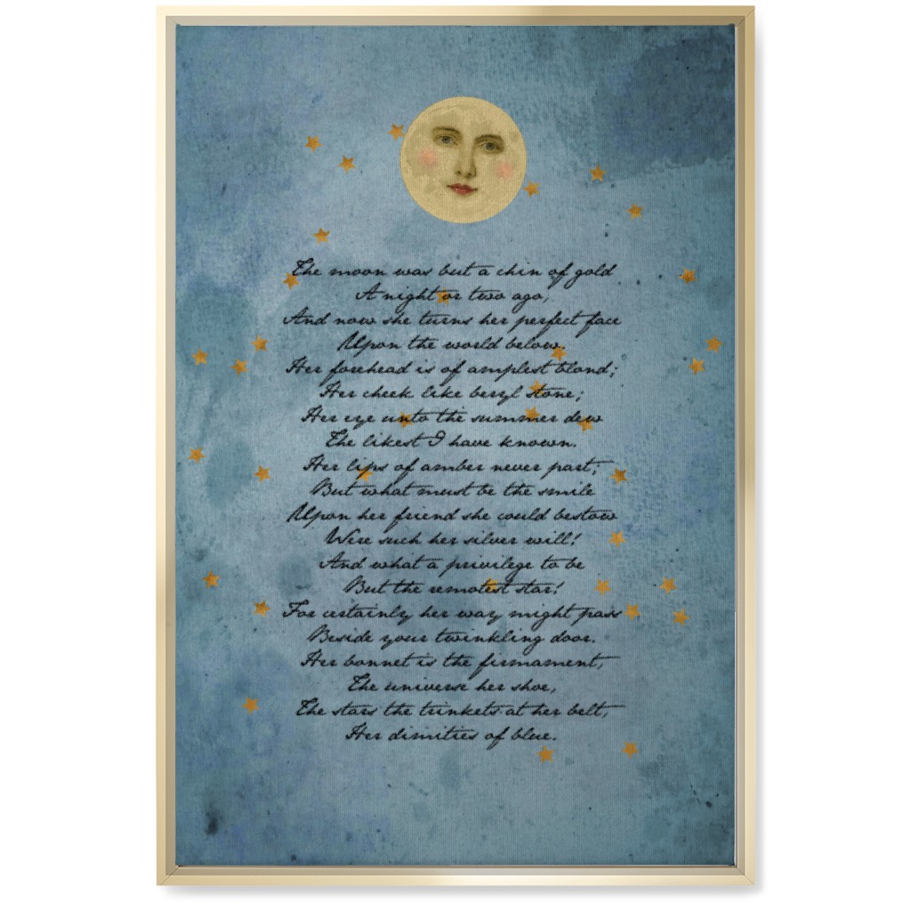 the Moon - Blue Wall Art, Gold, Single piece, Canvas, 20x30, Blue, True Blue