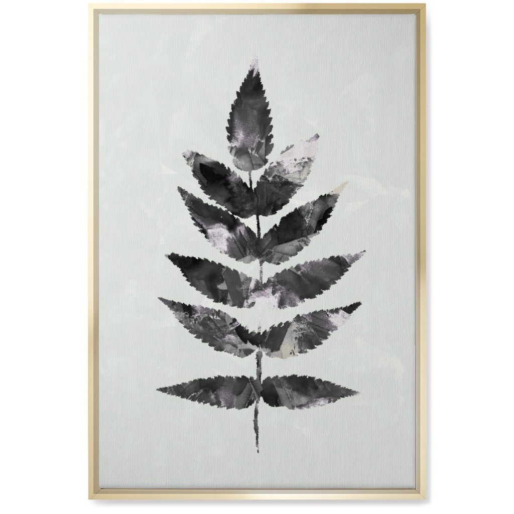 Botanical Leaf Wall Art, Gold, Single piece, Canvas, 20x30, Beige, Gray