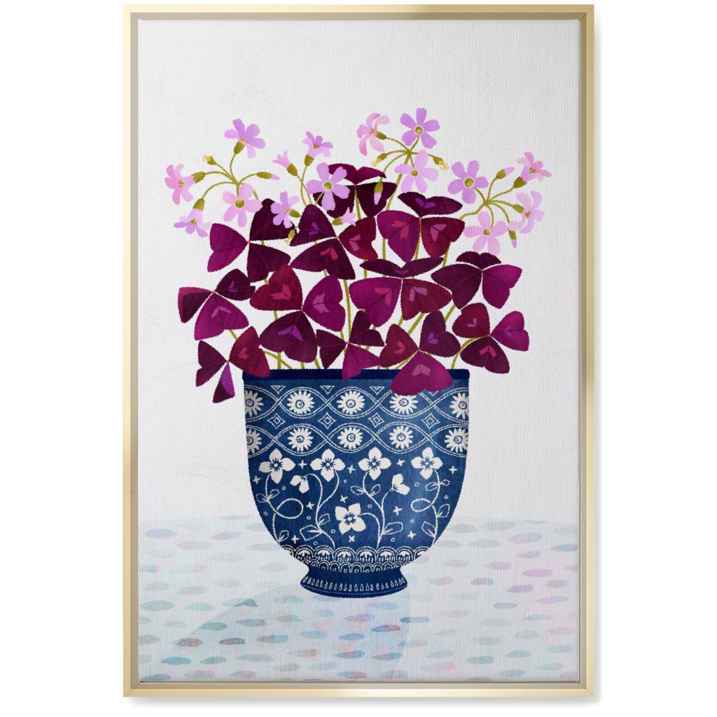 Oxalis Triangularis - Purple and Blue Wall Art, Gold, Single piece, Canvas, 20x30, Purple