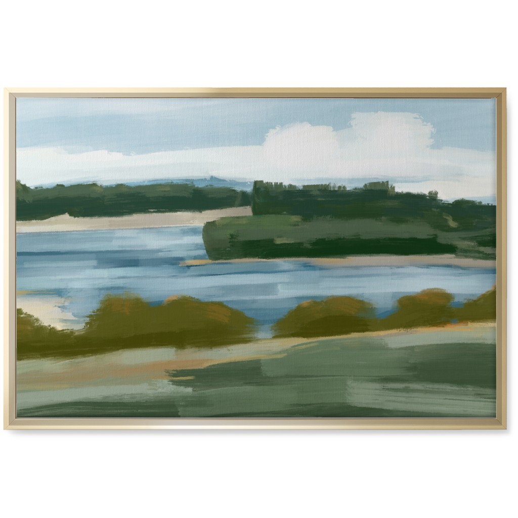 Abstract Lakeside Wall Art, Gold, Single piece, Canvas, 20x30, Multicolor