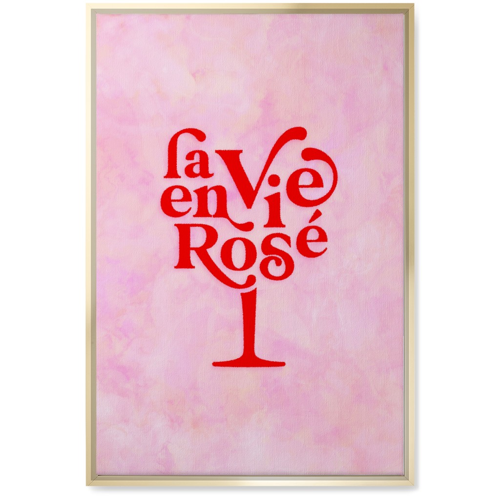 La Vie En Rose - Red and Pink Wall Art, Gold, Single piece, Canvas, 20x30, Pink