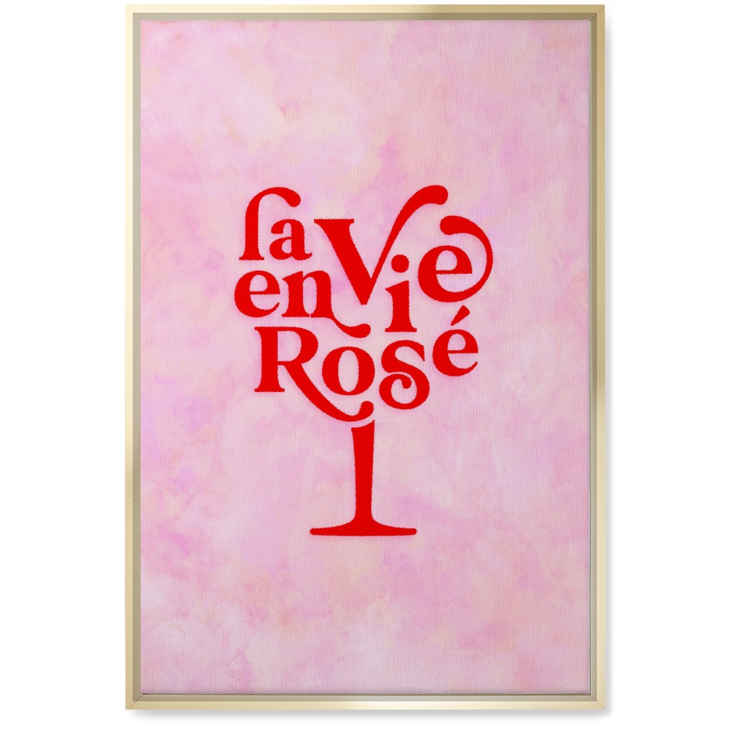 La Vie En Rose - Red and Pink Wall Art, Gold, Single piece, Canvas, 20x30, Pink, Bright Pink