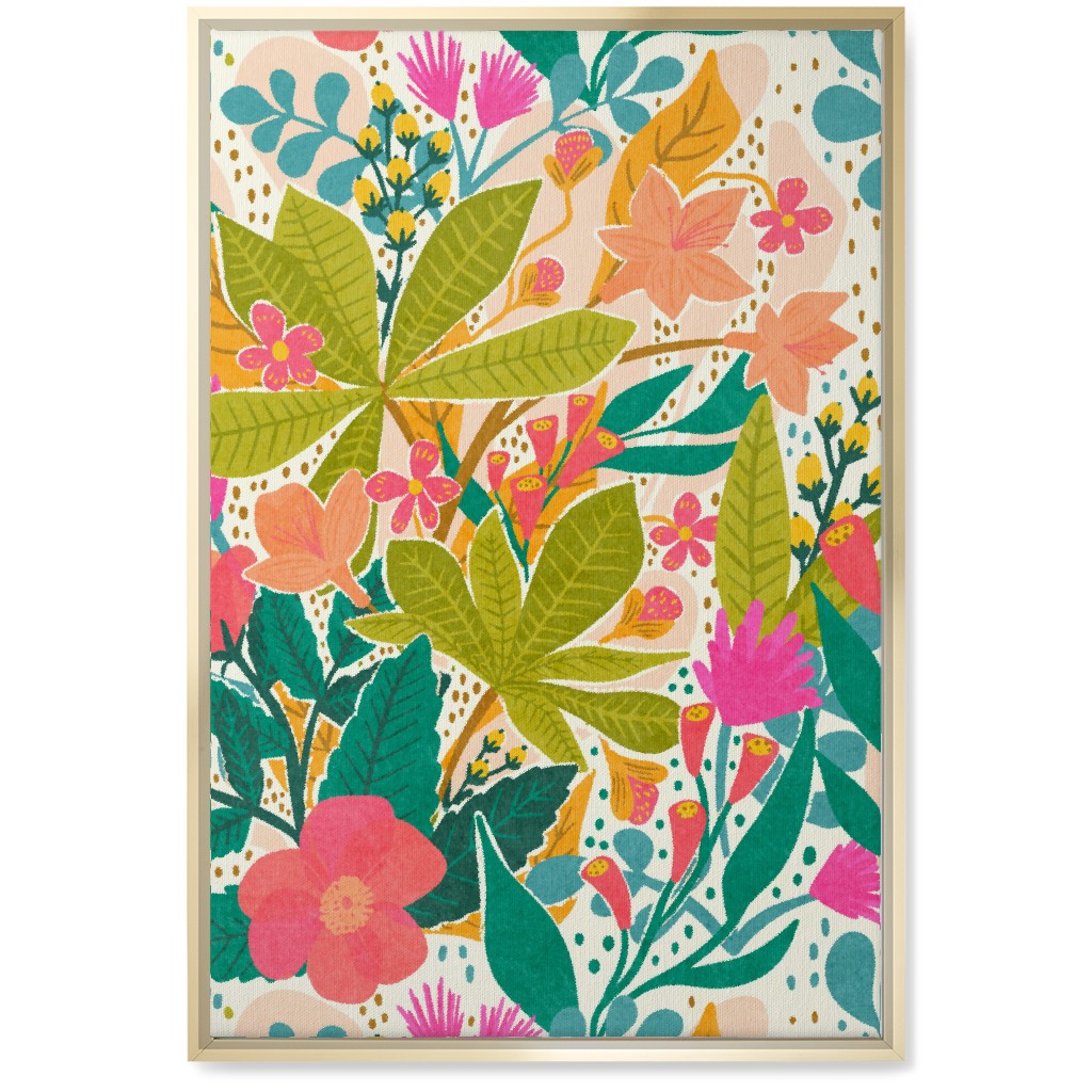 Flowers of Paradise - Multi Wall Art, Gold, Single piece, Canvas, 20x30, Multicolor