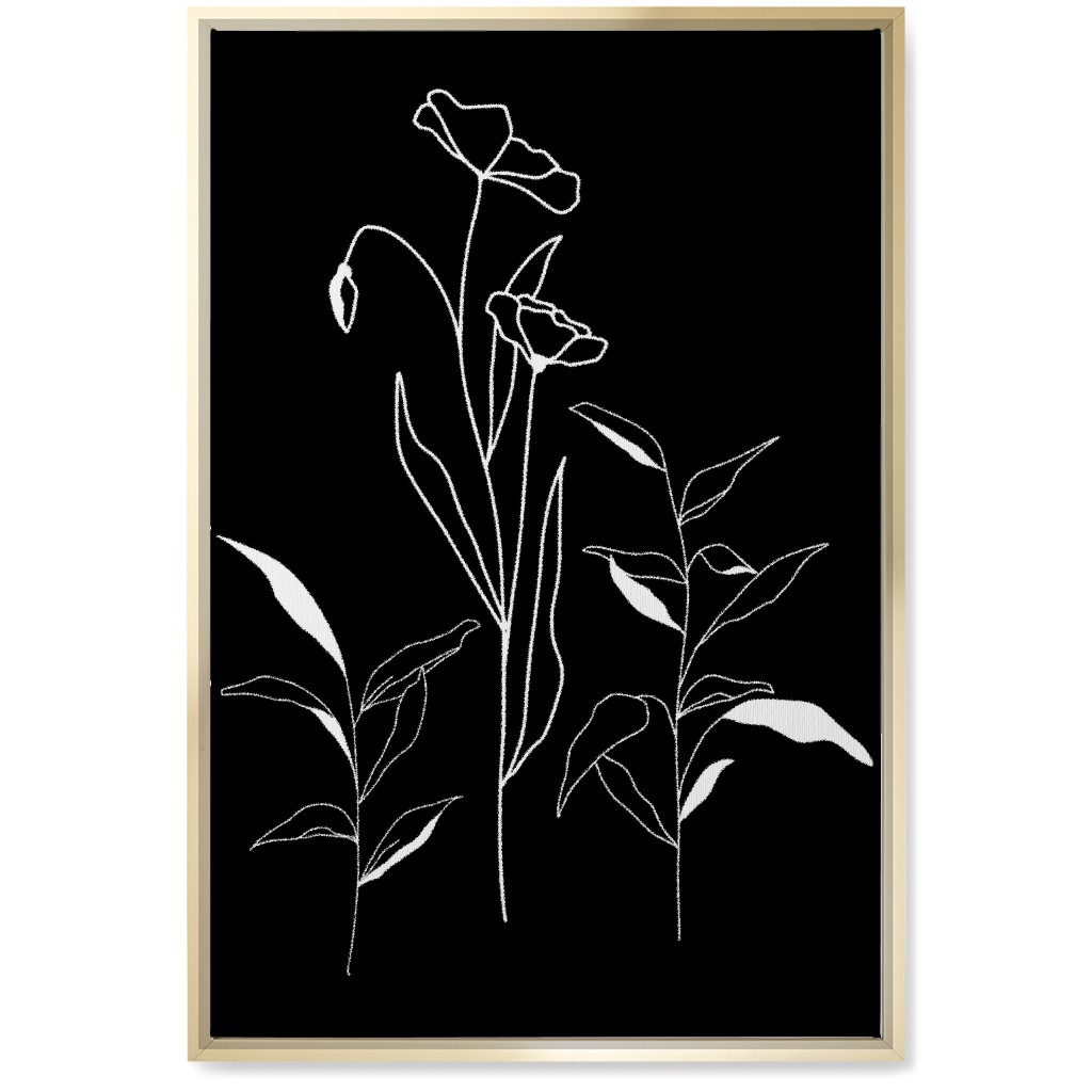 Meadow Botanical - Black and White Wall Art, Gold, Single piece, Canvas, 20x30, Black