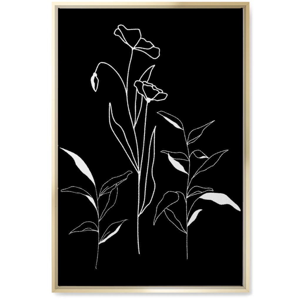 Meadow Botanical - Black and White Wall Art, Gold, Single piece, Canvas, 20x30, Black, Black