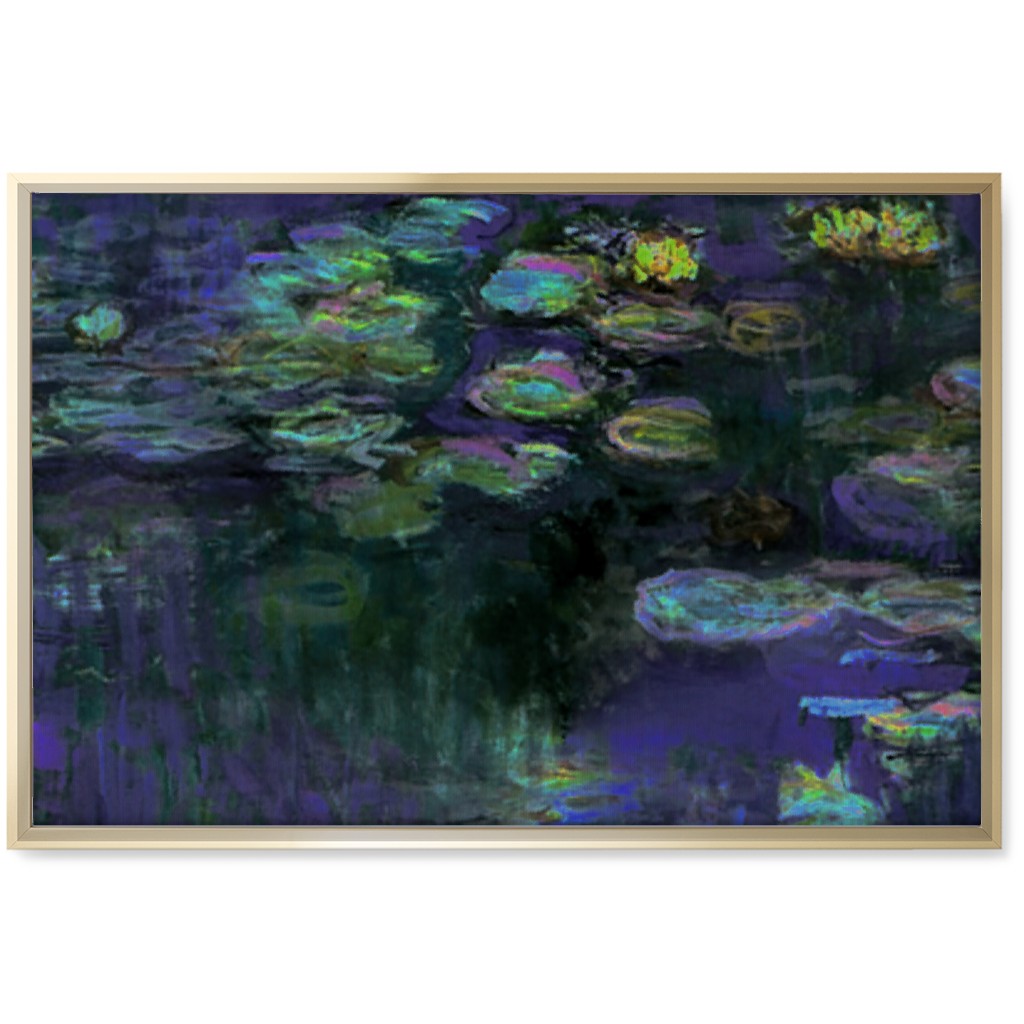 Claude Monet Waterlilies At Night Wall Art, Gold, Single piece, Canvas, 20x30, Blue, True Blue