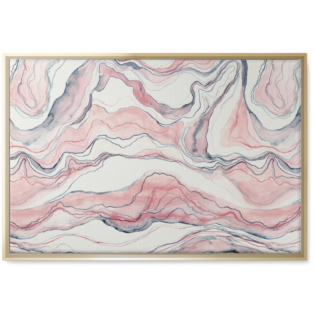 Watercolor Marble Wall Art, Gold, Single piece, Canvas, 20x30, Pink, Quartz