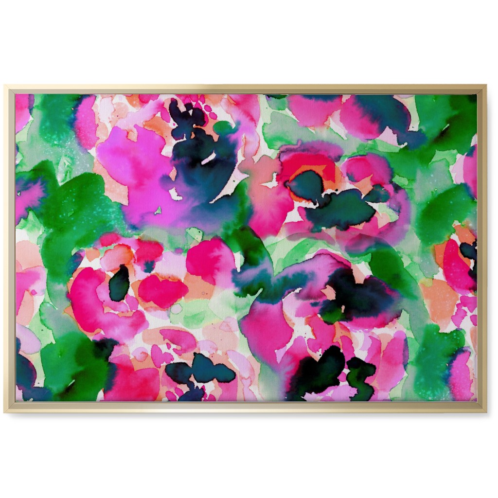 Abstract Flora Watercolor - Multi Wall Art, Gold, Single piece, Canvas, 20x30, Multicolor