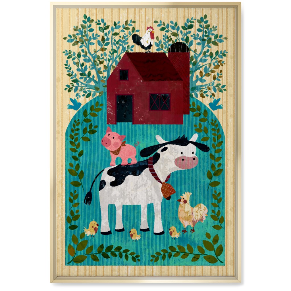 Farm Life - Animals & Barn Wall Art, Gold, Single piece, Canvas, 20x30, Multicolor