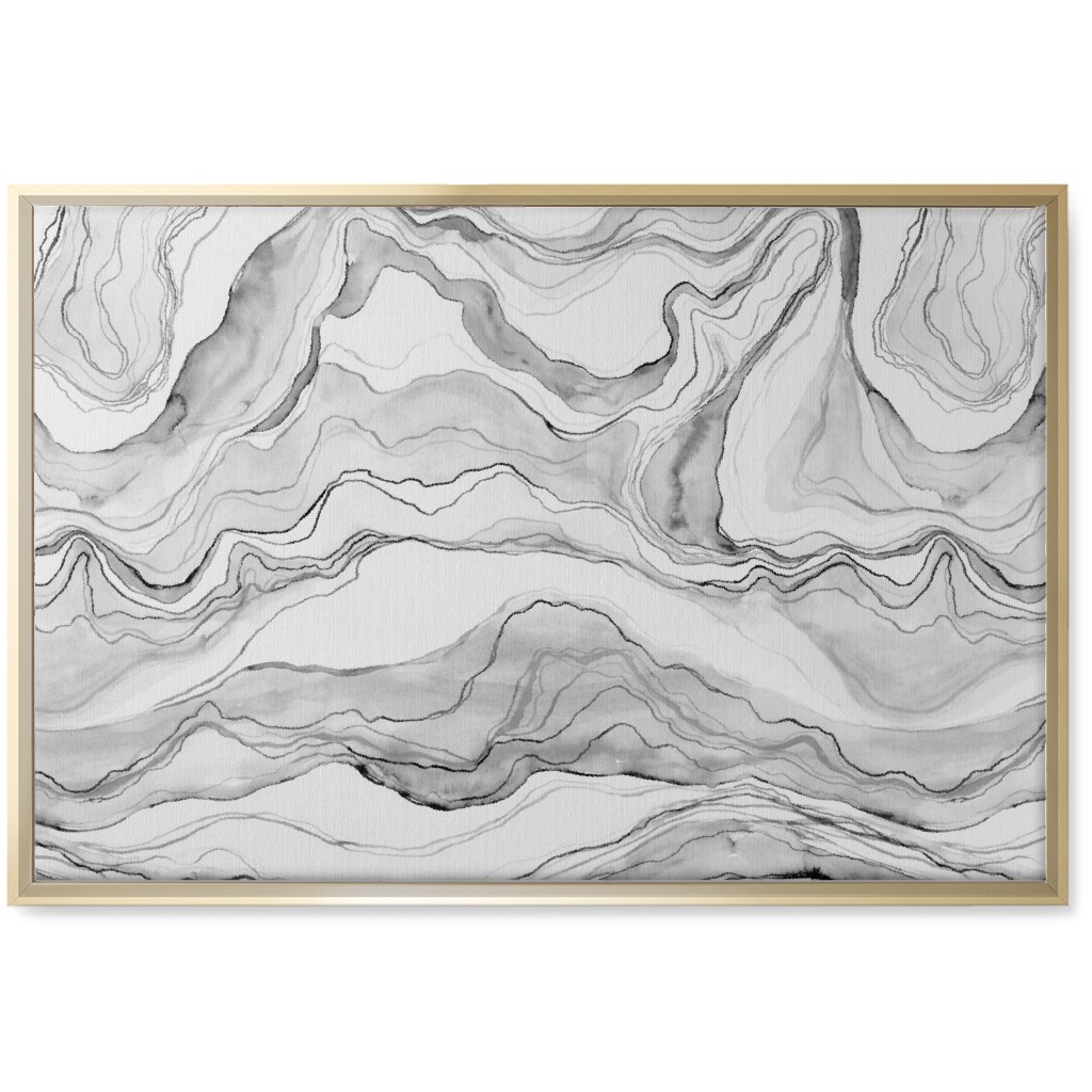 Watercolor Marble Wall Art, Gold, Single piece, Canvas, 20x30, Gray, Silver Lining