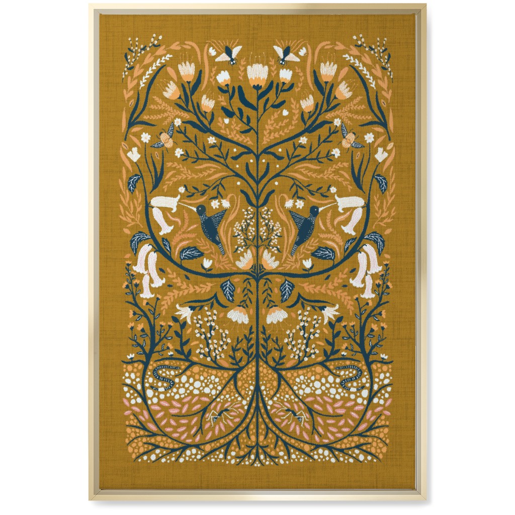 Ecosystems, Folk Art - Orange Wall Art, Gold, Single piece, Canvas, 20x30, Orange, Orange