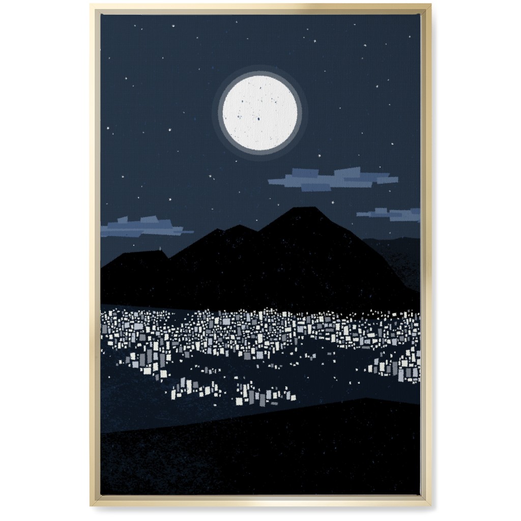 Caracas At Night - Navy Wall Art, Gold, Single piece, Canvas, 20x30, Blue, True Blue