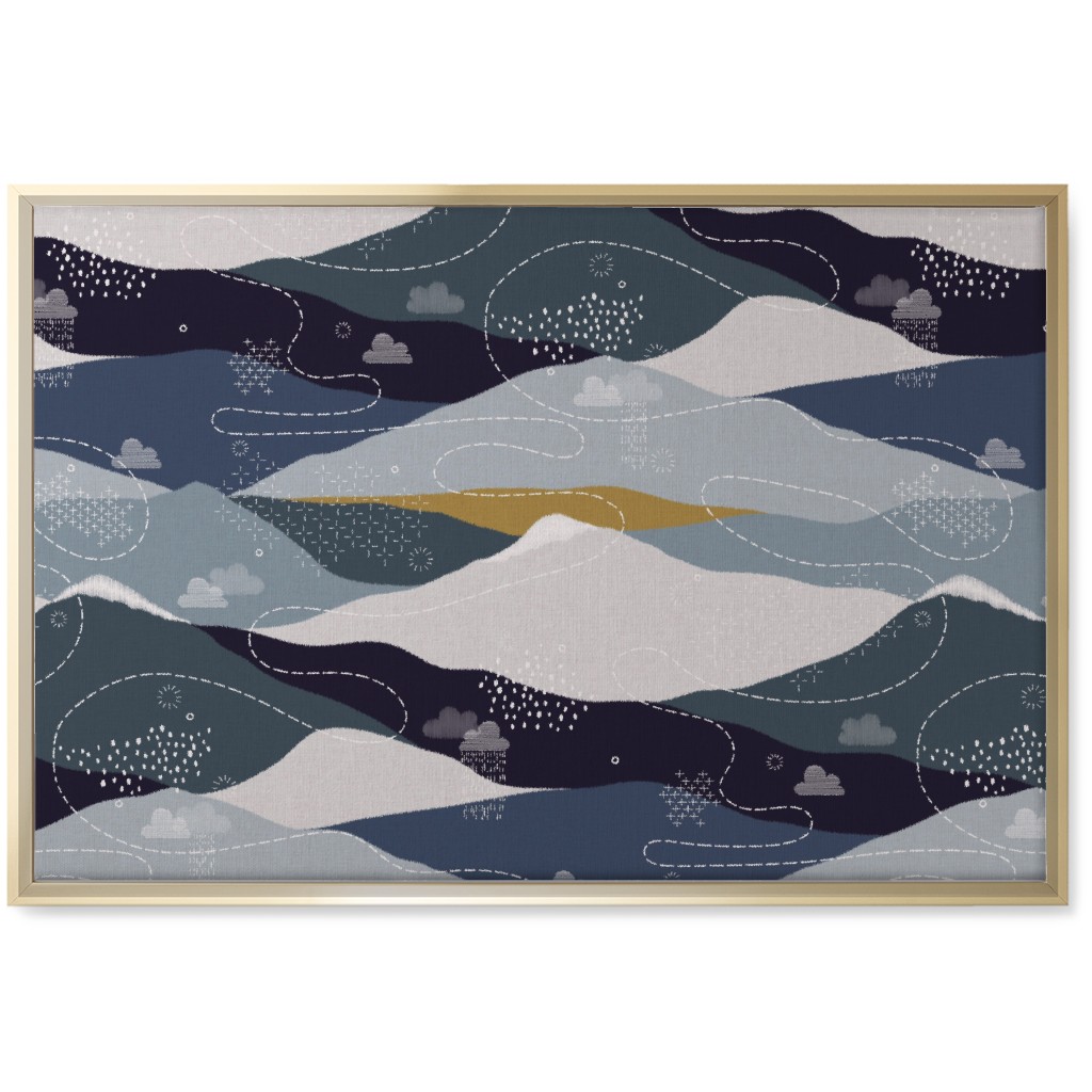 Ever Blue Mountains Wall Art, Gold, Single piece, Canvas, 20x30, Blue