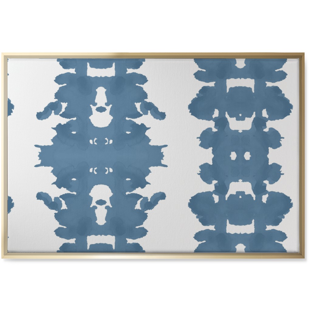 Double Inkblot - Blue Wall Art, Gold, Single piece, Canvas, 24x36, Blue