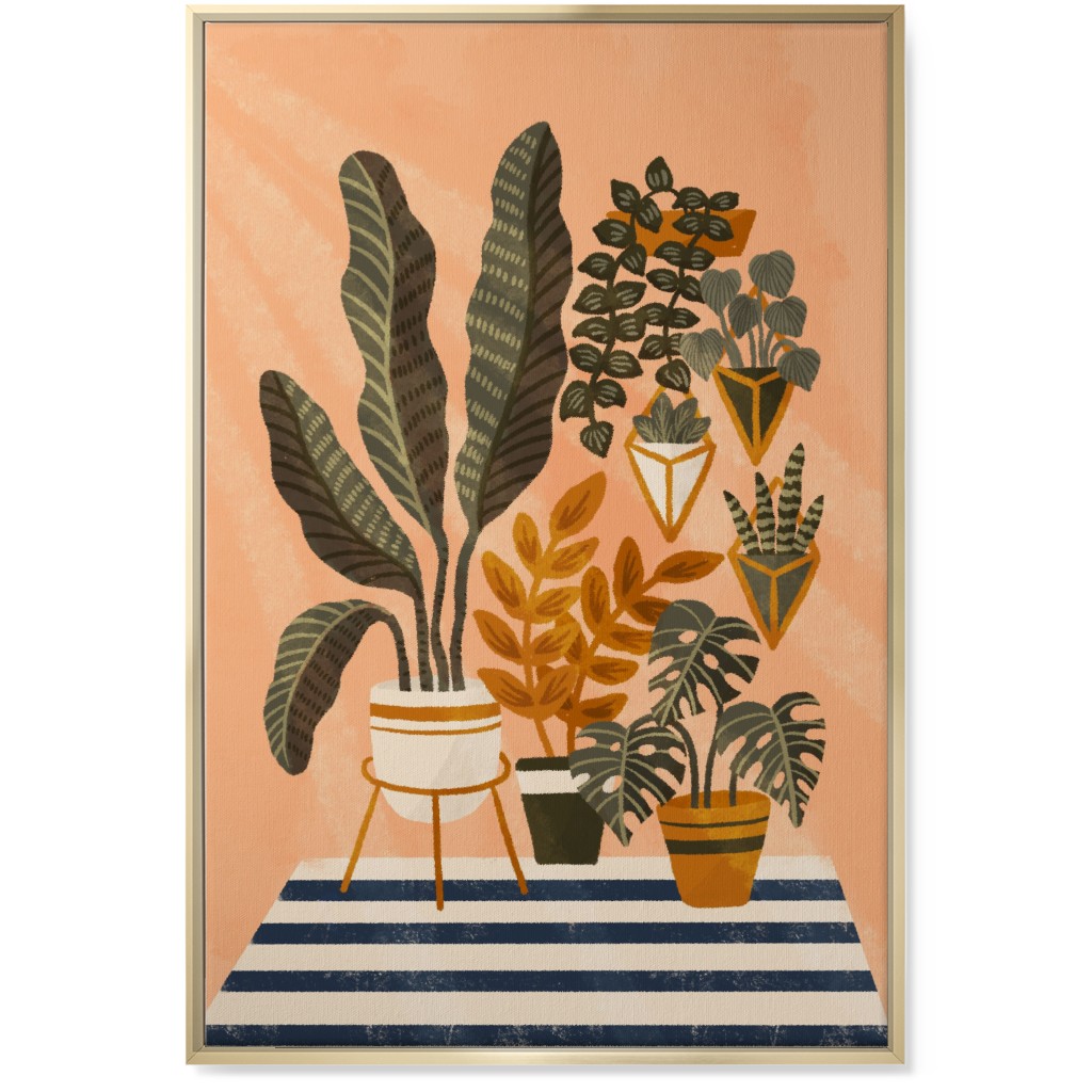 Cozy Home Jungle - Pink Wall Art, Gold, Single piece, Canvas, 24x36, Pink, Bright Pink