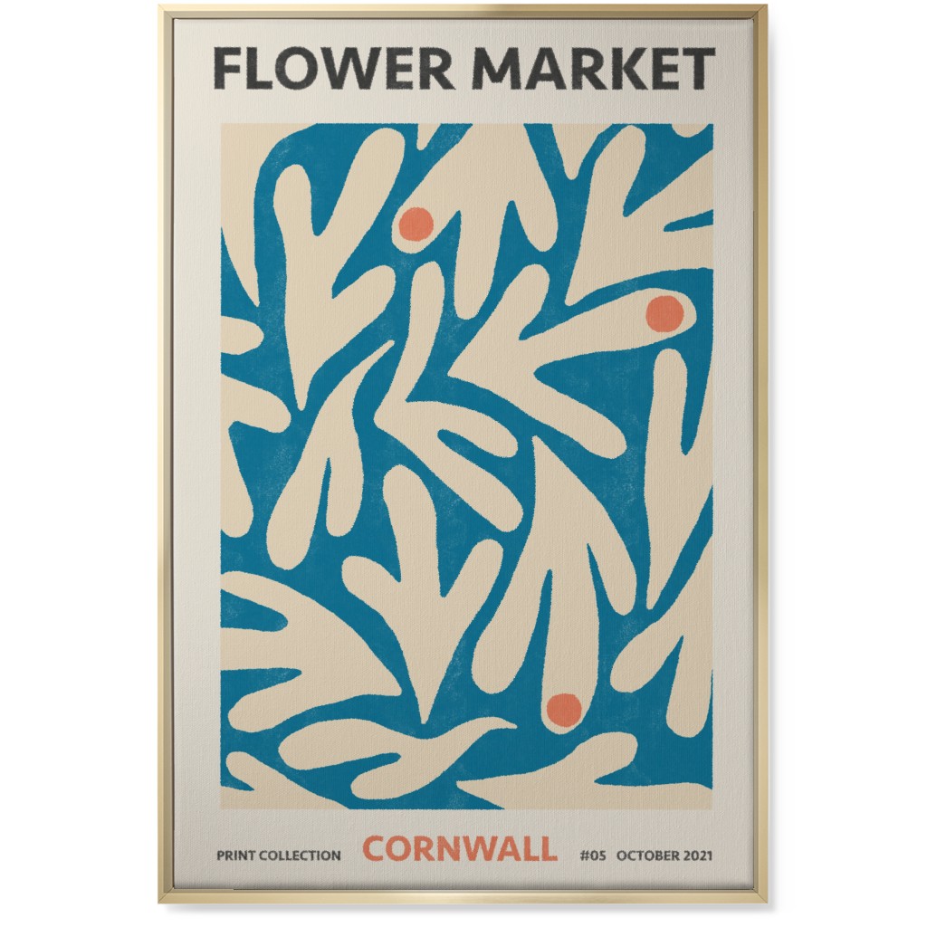 Flower Market - Blue Wall Art, Gold, Single piece, Canvas, 24x36, Blue, True Blue