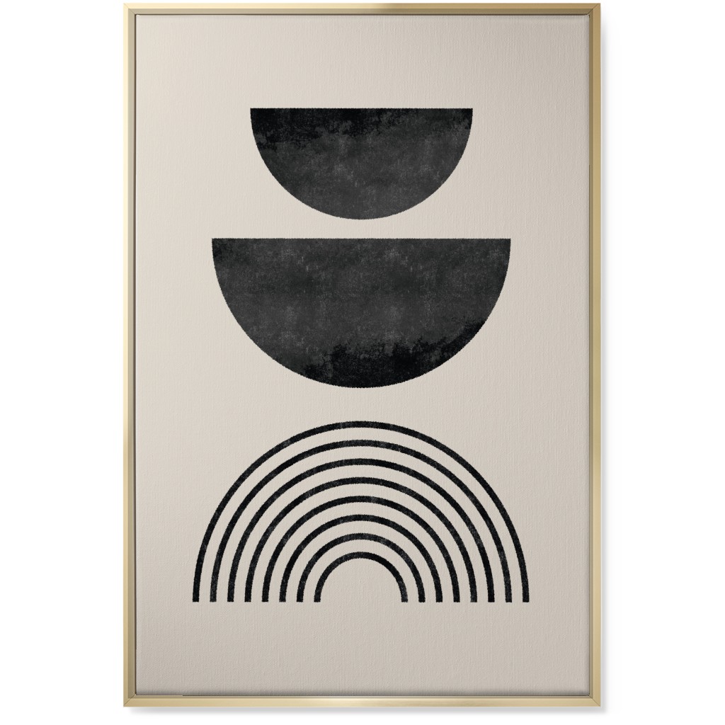 Minimal Geometric and Rainbow - Neutral Wall Art, Gold, Single piece, Canvas, 24x36, Beige, Pearl