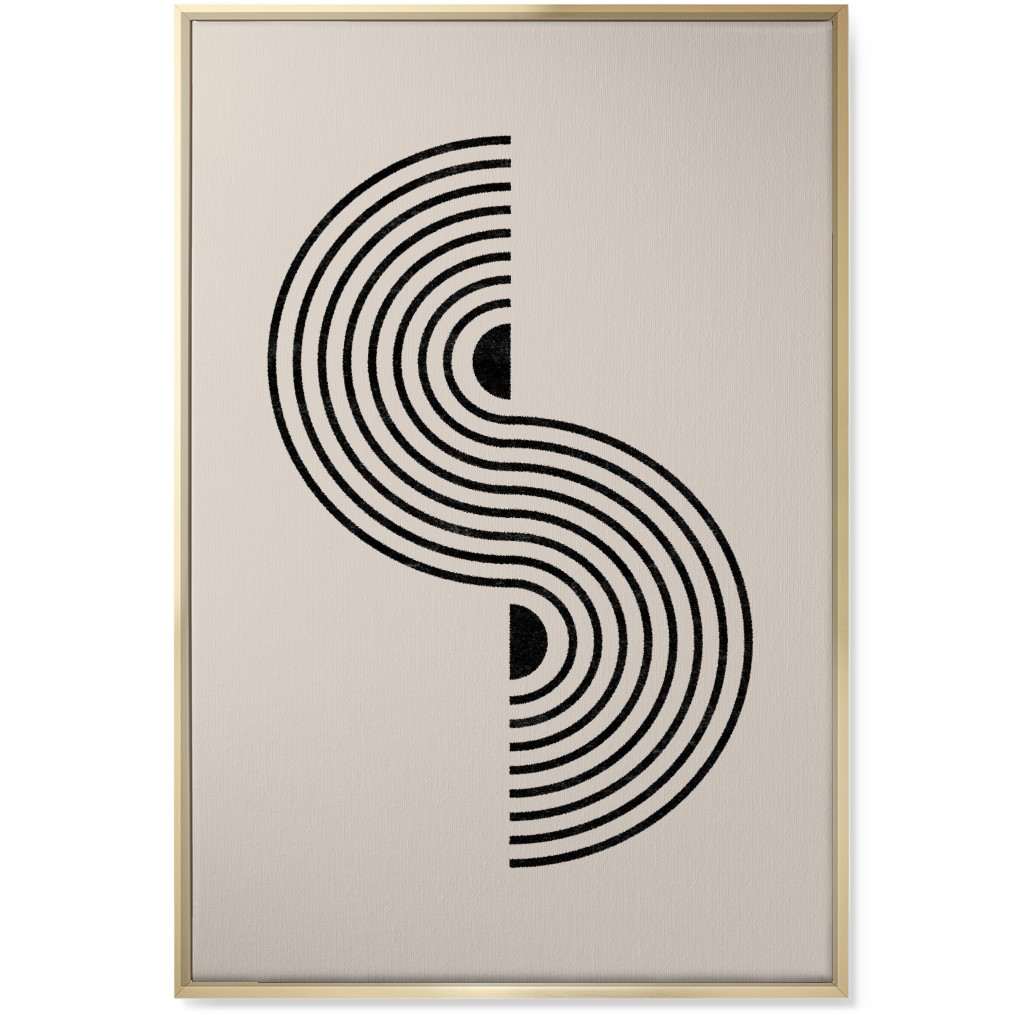 Minimal Geometric Lines - Neutral Wall Art, Gold, Single piece, Canvas, 24x36, Beige