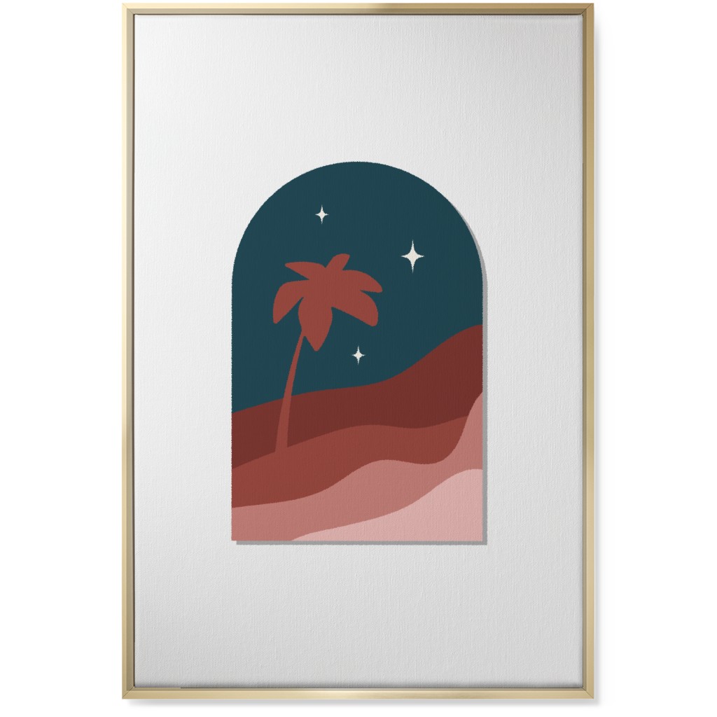 Abstract Landscape in Window With Tree Wall Art, Gold, Single piece, Canvas, 24x36, Multicolor, Mauve