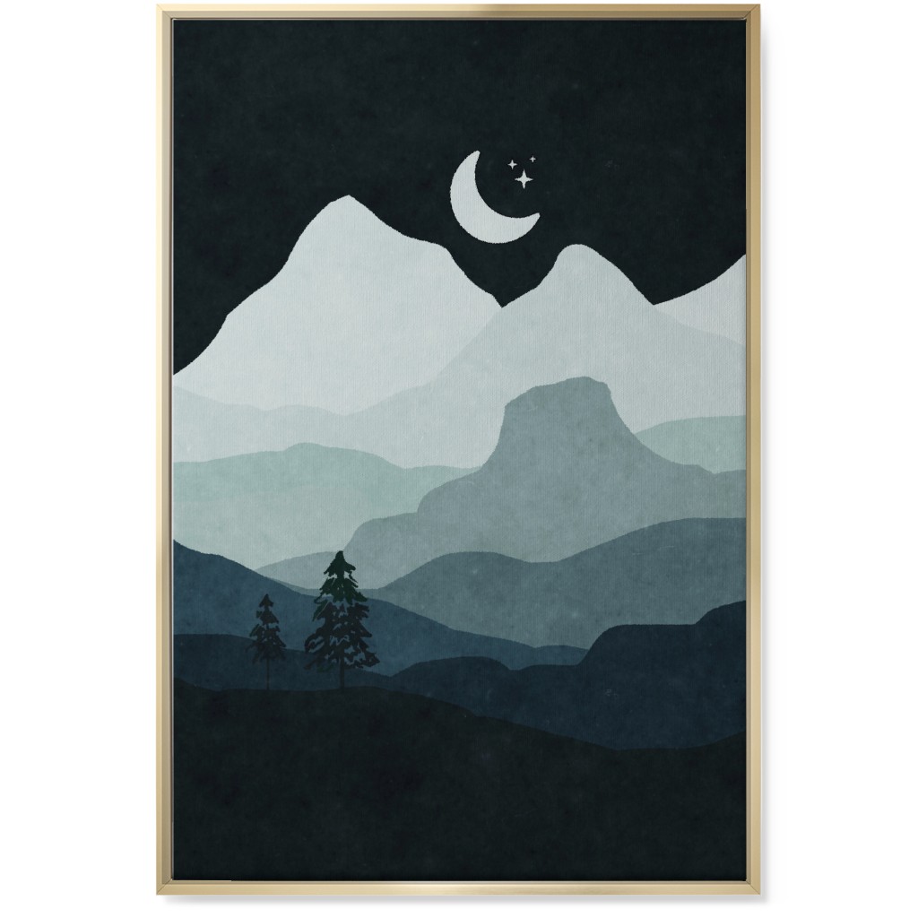 Mountain View Wall Art, Gold, Single piece, Canvas, 24x36, Green, Silhouette